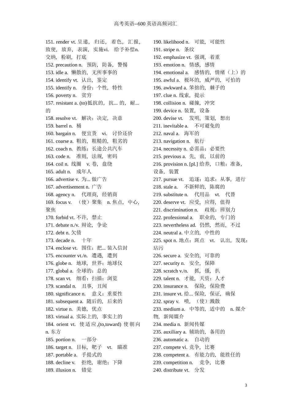 高考英语--600高频词汇_第3页