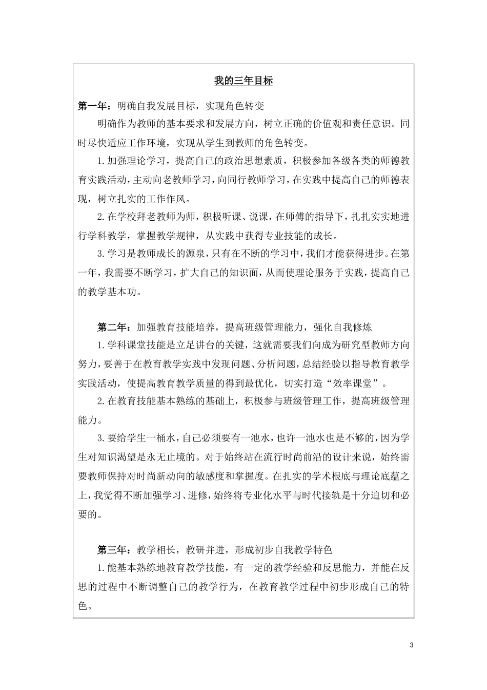 教师职业生涯规划书_第3页