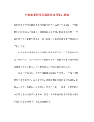 中海油采技服务惠州分公司实习总结