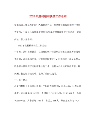 2020年度村精准扶贫工作总结