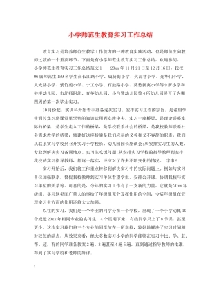 小学师范生教育实习工作总结