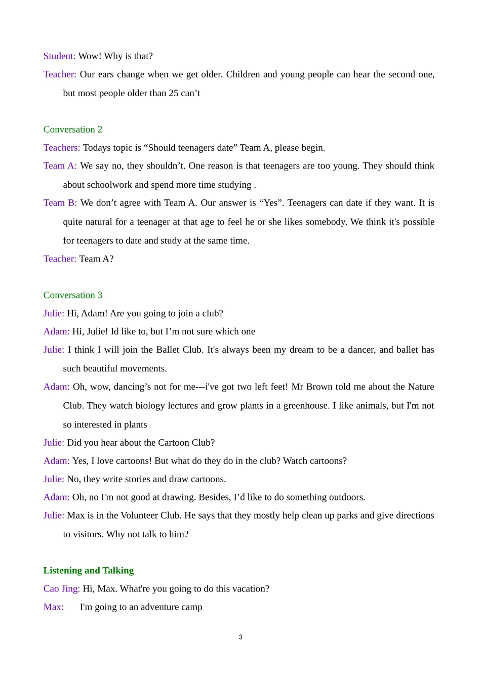 2019新人教高一英语必修一课本听力与视频材料原文(精校打印版)-96dfc1425527a5e9856a561252d380eb63942340_第3页