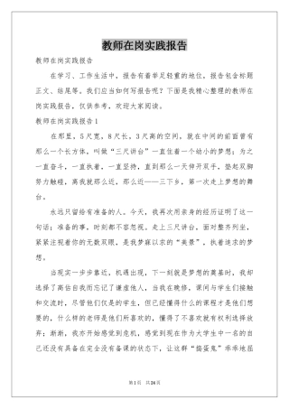 教师在岗实践报告