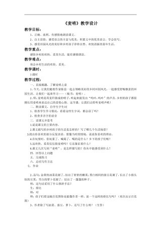 《麦哨》教学设计1
