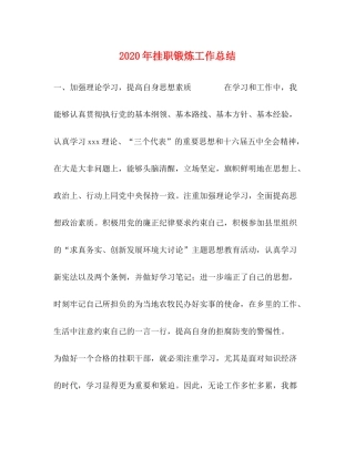 2020年挂职锻炼工作总结