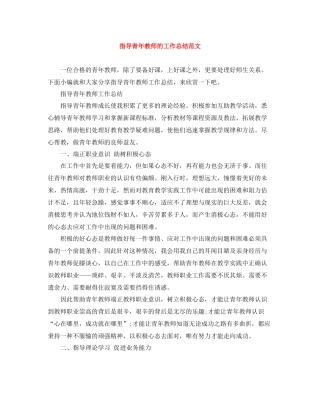 指导青年教师的工作总结范文
