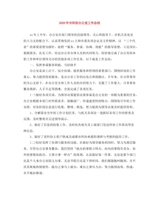 2020年市科协办公室工作总结
