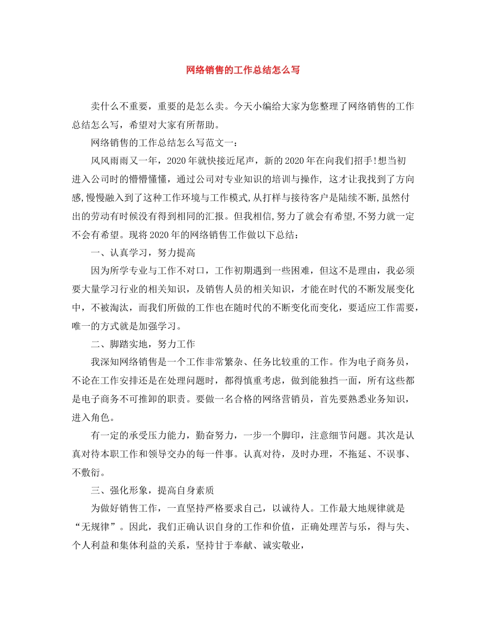 网络销售的工作总结怎么写_第1页