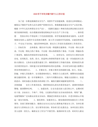 2020年下半年乡镇干部个人工作计划 