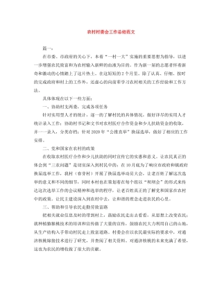 农村村委会工作总结范文