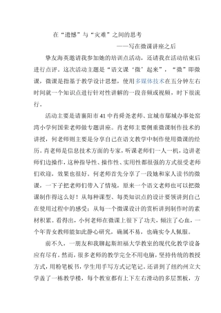 在“遗憾”与“灾难”之间的思考