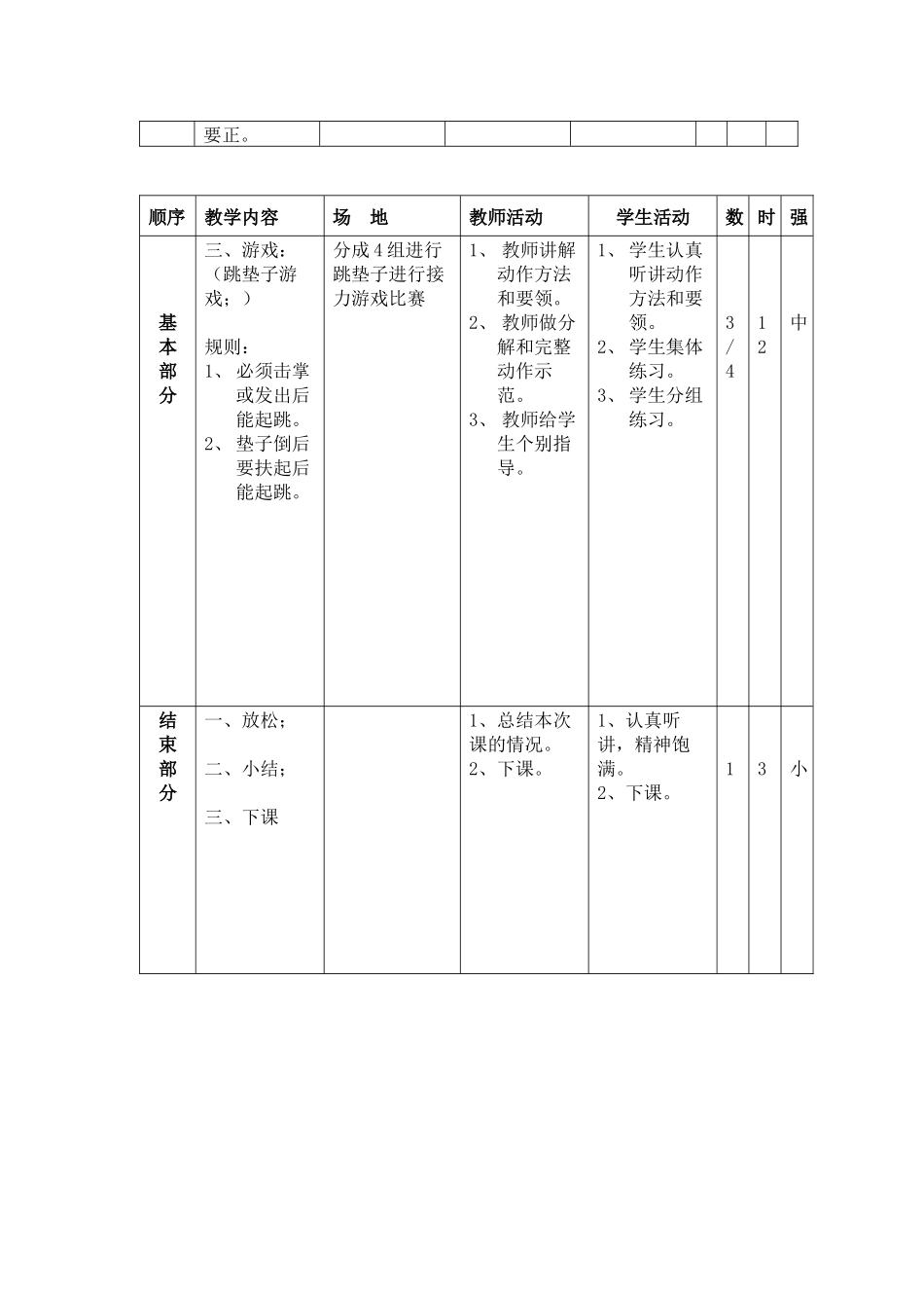 一年级体育课教案公开课_第2页