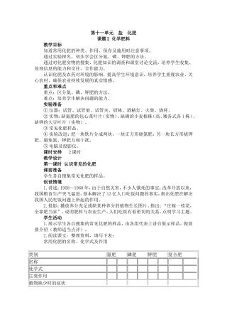 化学复习教案之盐、化肥