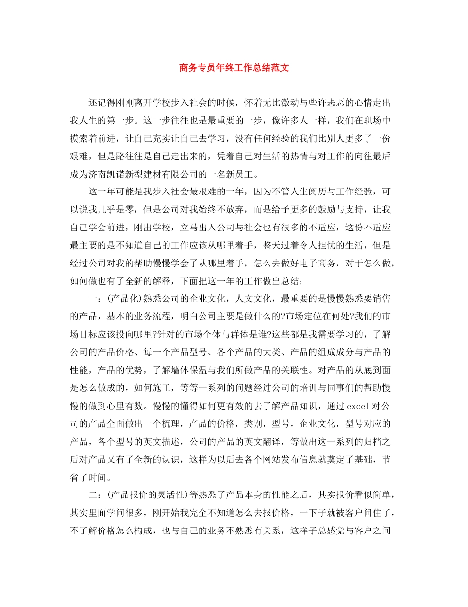 商务专员年终工作总结范文_第1页