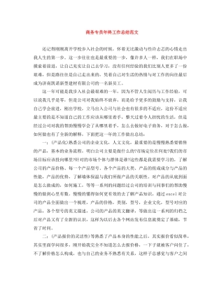 商务专员年终工作总结范文