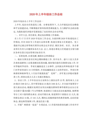 2020年上半年综治工作总结 