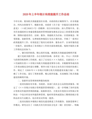 2020年上半年统计局效能提升工作总结 