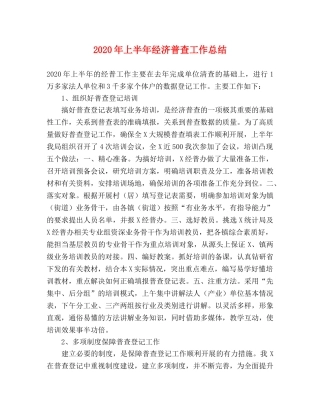 2020年上半年经济普查工作总结 