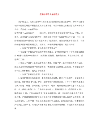 优秀护师个人总结范文