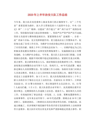 2020年上半年治安大队工作总结 