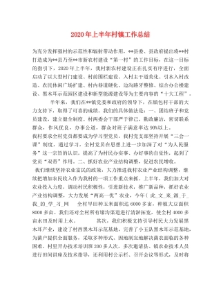 2020年上半年村镇工作总结 