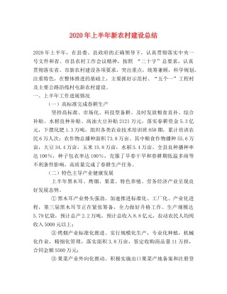 2020年上半年新农村建设总结 