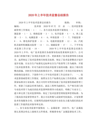 2020年上半年技术监督总结报告 