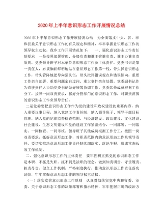 2020年上半年意识形态工作开展情况总结 