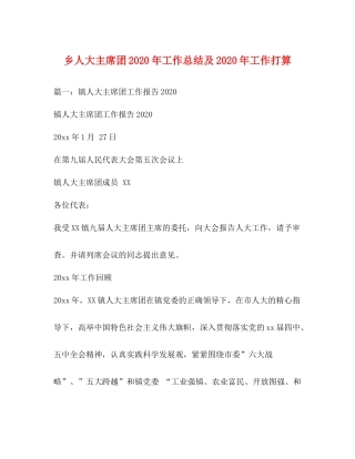 乡人大主席团年工作总结及年工作打算
