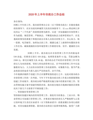 2020年上半年市政办工作总结 