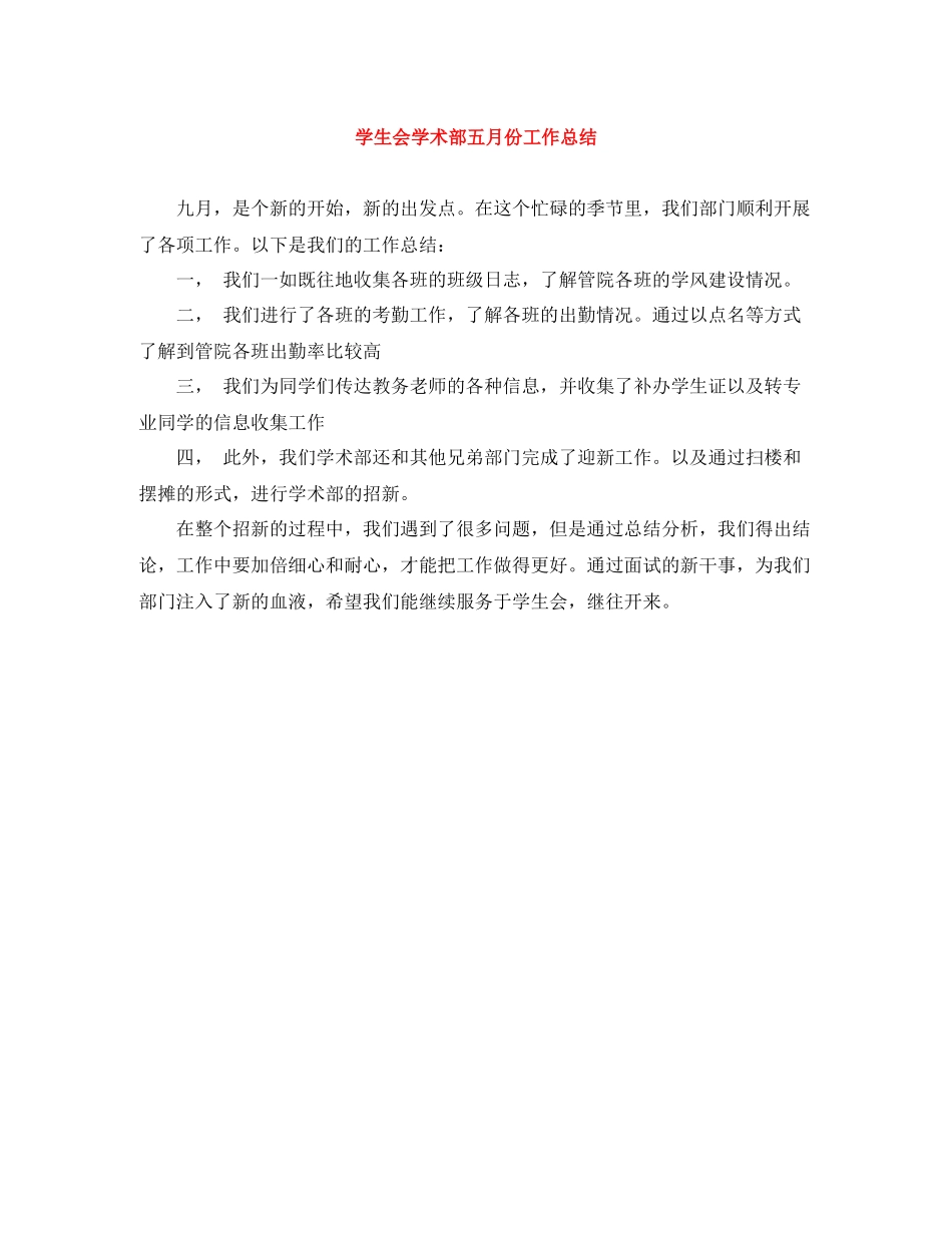 学生会学术部五月份工作总结_第1页