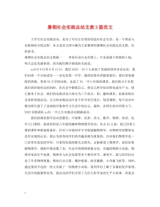 暑期社会实践总结支教3篇范文