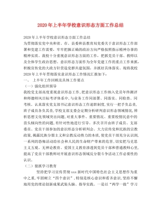 2020年上半年学校意识形态方面工作总结 