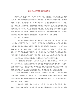 2020年上半年商务工作总结范文 