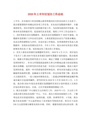 2020年上半年区划办工作总结 