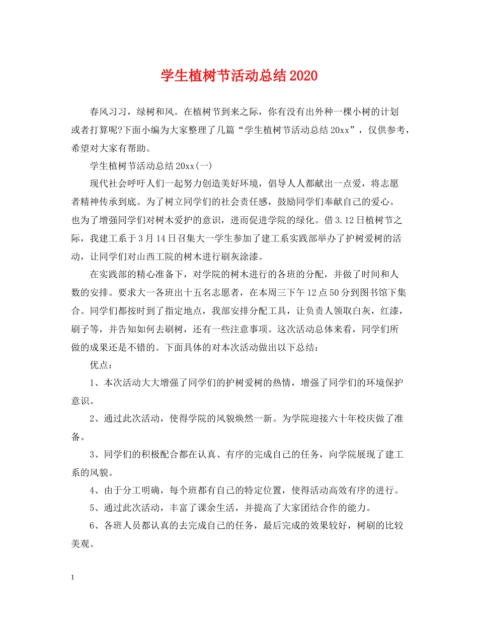 学生植树节活动总结3_第1页