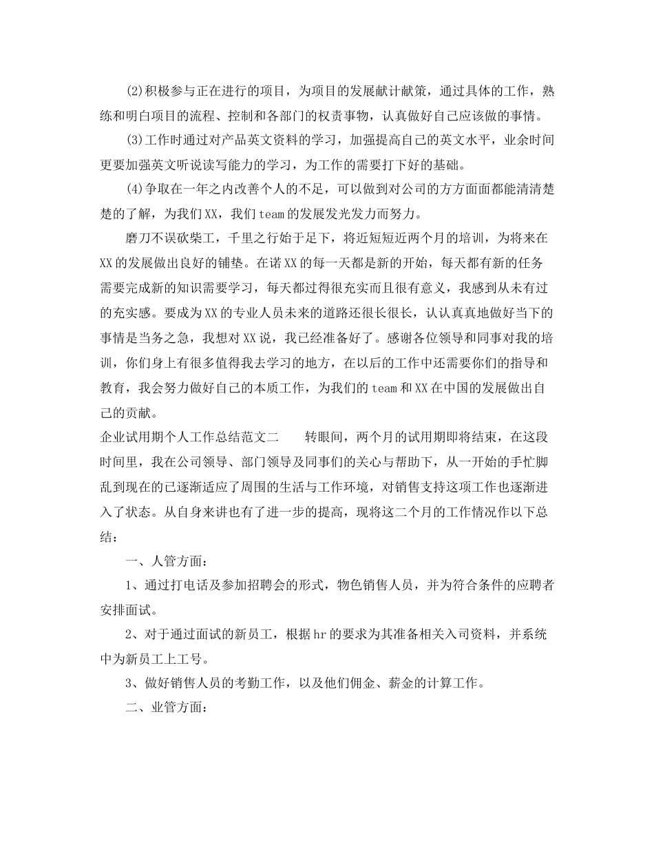 企业试用期个人工作总结范文_第3页