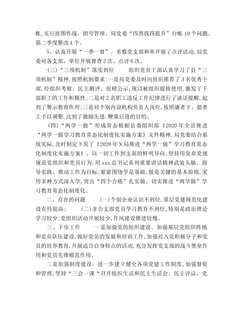 2020年上半年党的建设工作总结暨下半年工作计划 _第3页