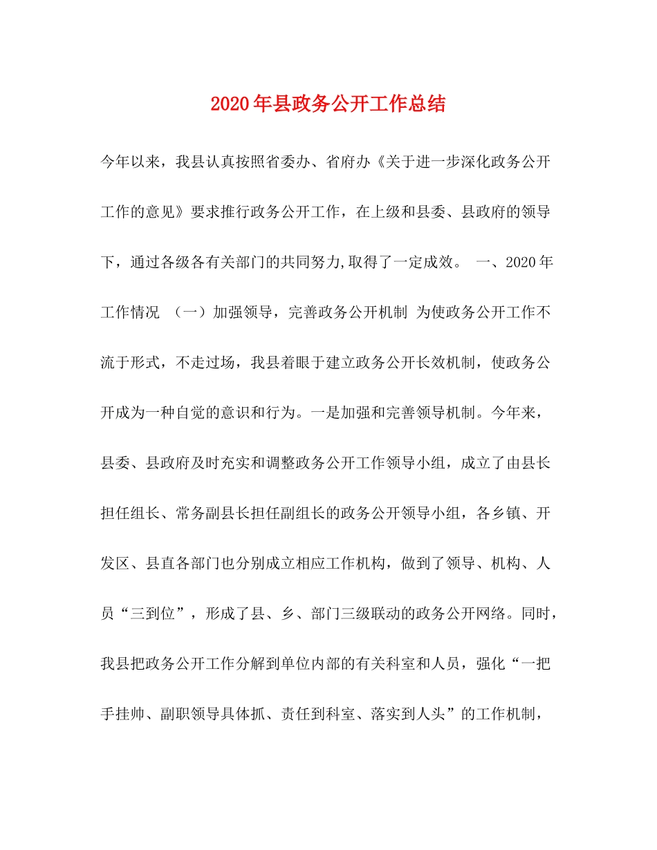 2020年县政务公开工作总结_第1页