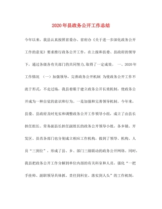 2020年县政务公开工作总结