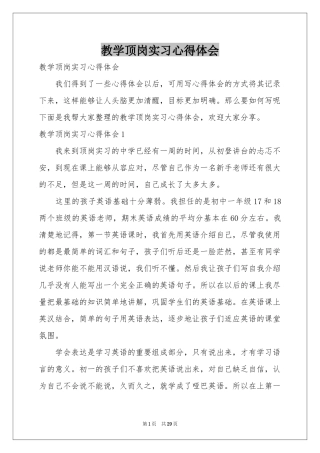 教学顶岗实习体会心得