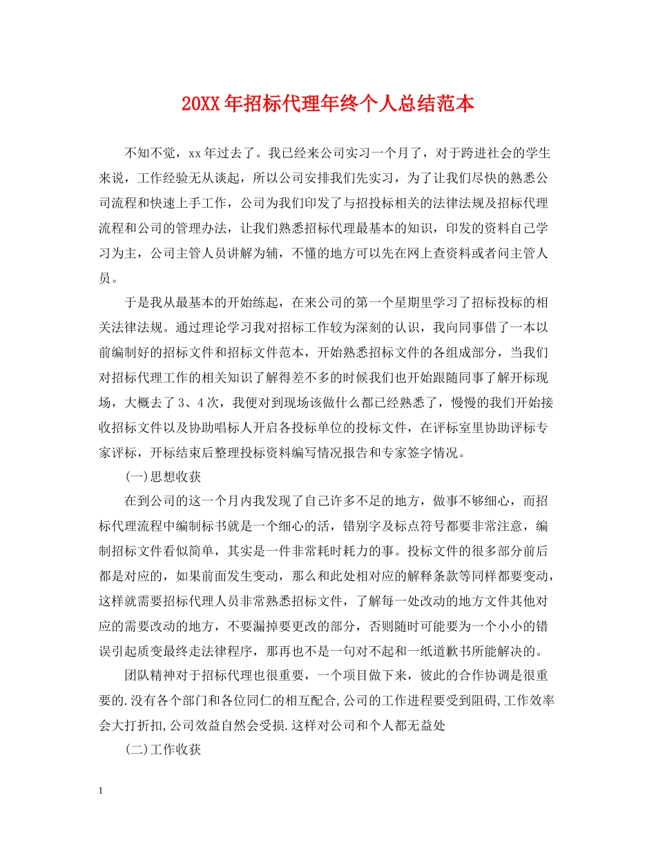 招标代理年终个人总结范本2_第1页