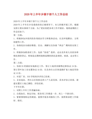 2020年上半年乡镇干部个人工作总结 