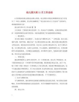幼儿园大班11月工作总结