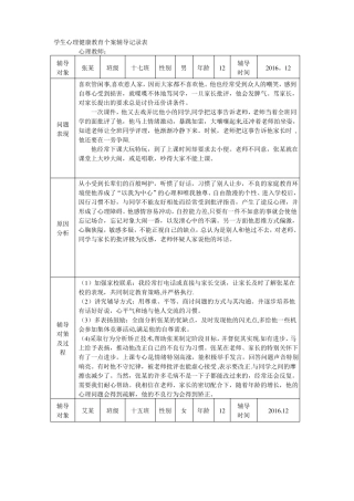 学生心理健康教育辅导记录表