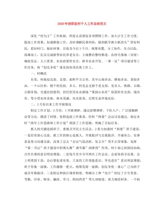 2020年挂职驻村个人工作总结范文