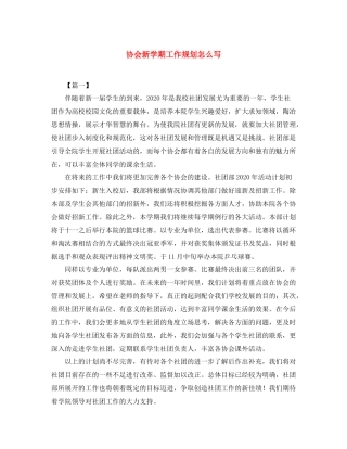 协会新学期工作规划怎么写