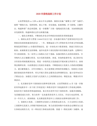 2020市委统战部工作计划 