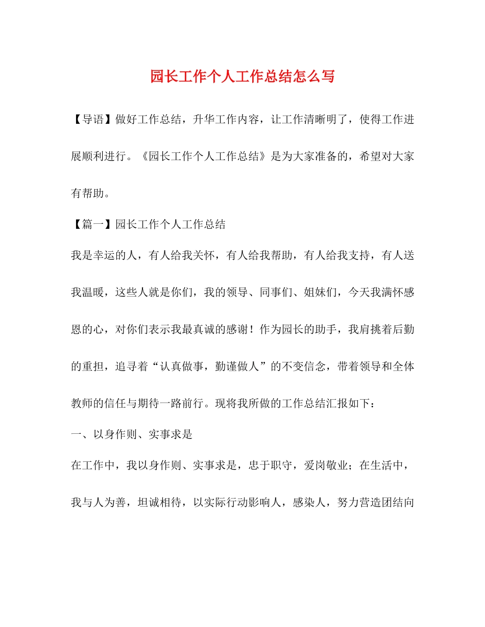 园长工作个人工作总结怎么写_第1页