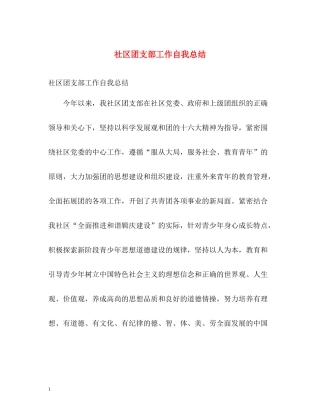 社区团支部工作自我总结